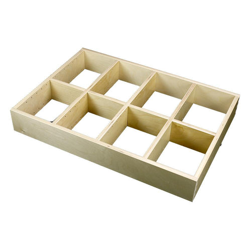 4 Section Adjustable Divider (up to 12 cubicles) organizer insert.  Interior Drawer Dimension Range: Width 12