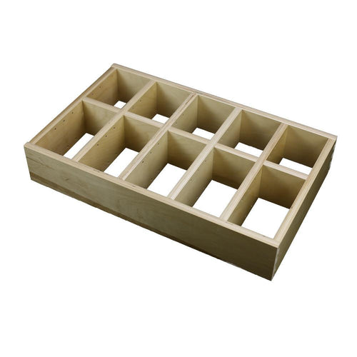 5 Section Adjustable Divider (up to 15 cubicles) organizer insert.  Interior Drawer Dimension Range: Width 12