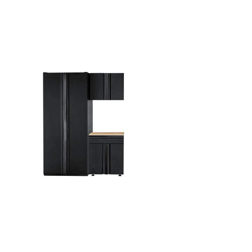 Heavy Duty Welded 64 in. W x 81 in. H x 24 in. D Steel Garage Cabinet Set in Black (3-Piece)