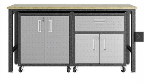 Manhattan Comfort Fortress 3 Piece Set and Worktable 2.0