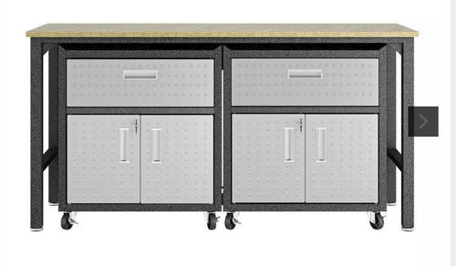 Manhattan Comfort Fortress 3 Piece Set and Worktable 4.0